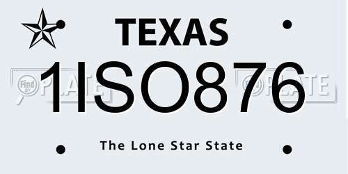 1ISO876 Texas License Plate
