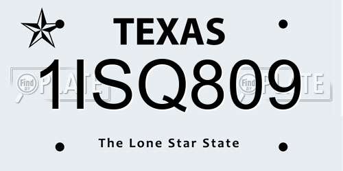 1ISQ809 Texas License Plate