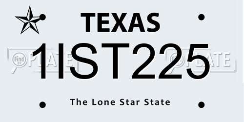1IST225 Texas License Plate