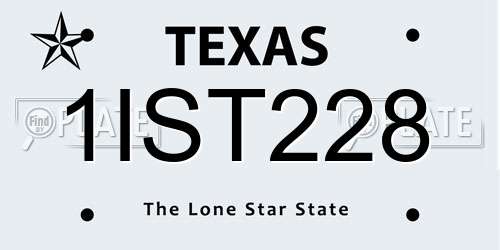 1IST228 Texas License Plate