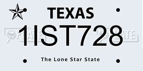 1IST728 Texas License Plate