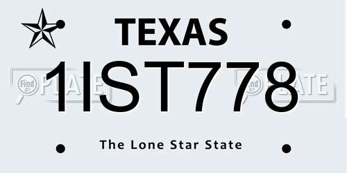 1IST778 Texas License Plate