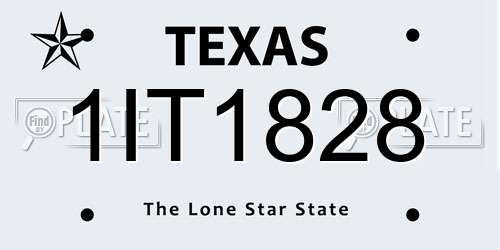 1IT1828 Texas License Plate