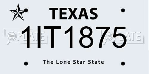 1IT1875 Texas License Plate