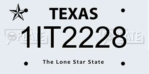 1IT2228 Texas License Plate