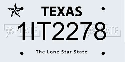 1IT2278 Texas License Plate