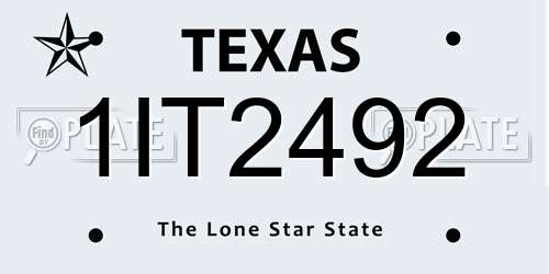 1IT2492 Texas License Plate