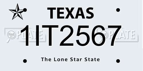 1IT2567 Texas License Plate