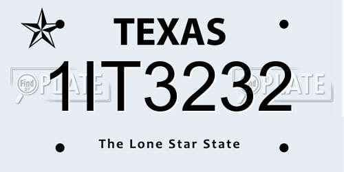 1IT3232 Texas License Plate