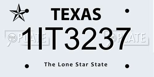 1IT3237 Texas License Plate