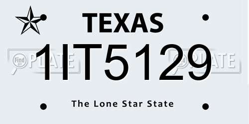 1IT5129 Texas License Plate