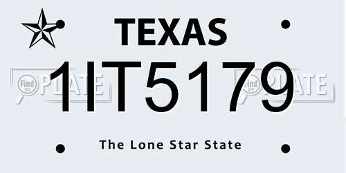 1IT5179 Texas License Plate