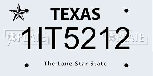 1IT5212 Texas License Plate