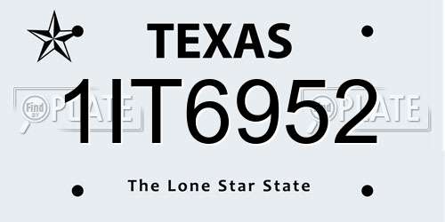1IT6952 Texas License Plate