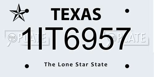 1IT6957 Texas License Plate