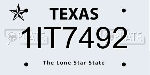 1IT7492 Texas License Plate