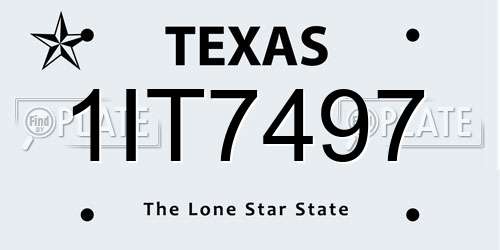 1IT7497 Texas License Plate