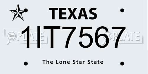 1IT7567 Texas License Plate
