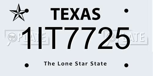 1IT7725 Texas License Plate