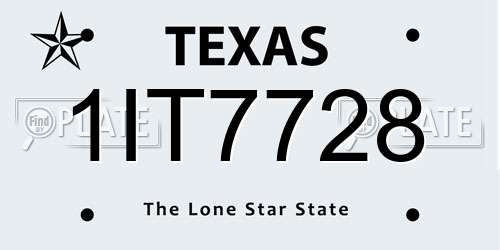 1IT7728 Texas License Plate
