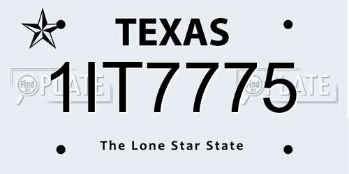 1IT7775 Texas License Plate