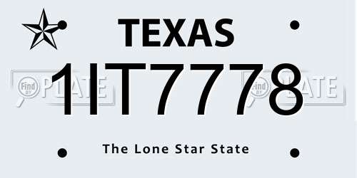1IT7778 Texas License Plate