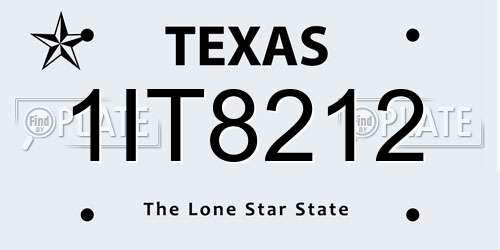 1IT8212 Texas License Plate