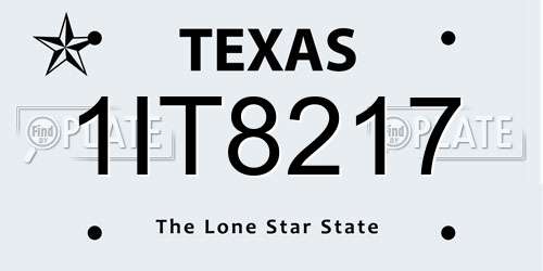 1IT8217 Texas License Plate