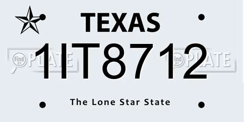 1IT8712 Texas License Plate