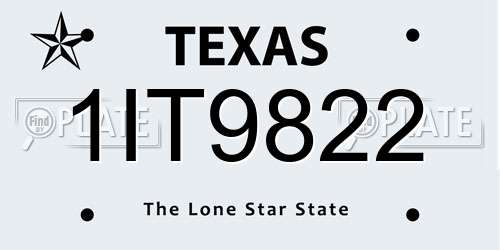 1IT9822 Texas License Plate
