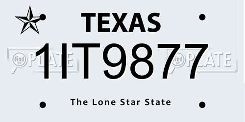 1IT9877 Texas License Plate