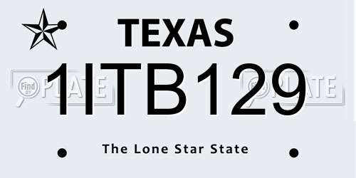 1ITB129 Texas License Plate