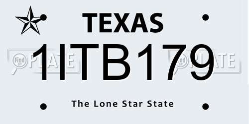 1ITB179 Texas License Plate