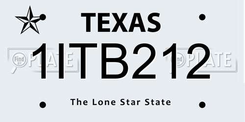 1ITB212 Texas License Plate