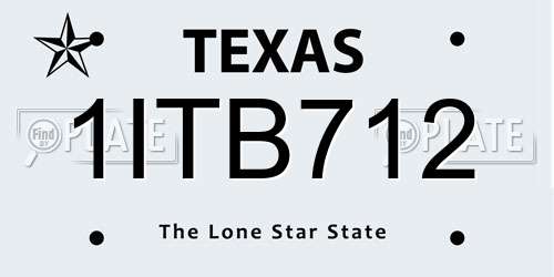 1ITB712 Texas License Plate