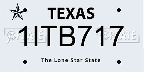 1ITB717 Texas License Plate