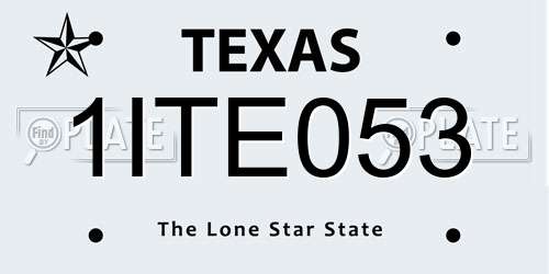 1ITE053 Texas License Plate
