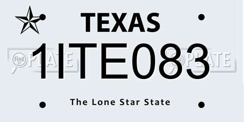 1ITE083 Texas License Plate