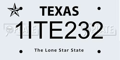 1ITE232 Texas License Plate