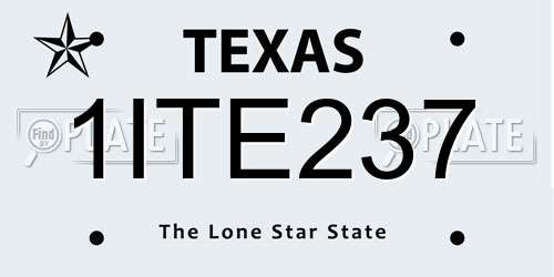 1ITE237 Texas License Plate