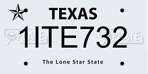 1ITE732 Texas License Plate