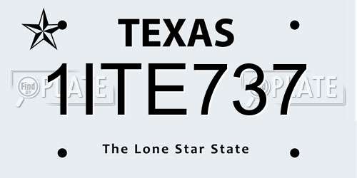 1ITE737 Texas License Plate