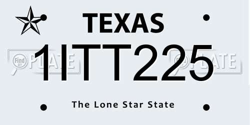 1ITT225 Texas License Plate