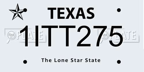 1ITT275 Texas License Plate