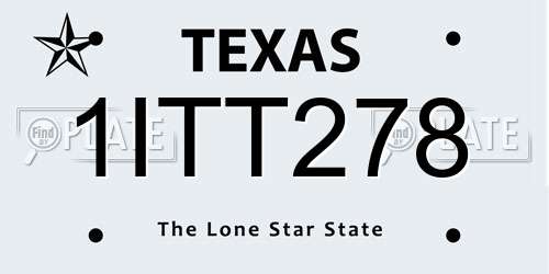 1ITT278 Texas License Plate