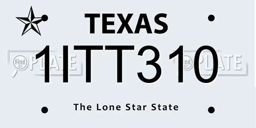 1ITT310 Texas License Plate