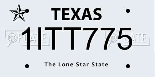 1ITT775 Texas License Plate