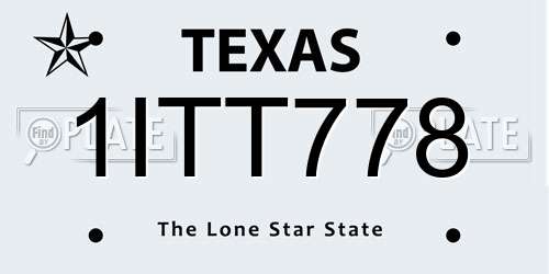 1ITT778 Texas License Plate