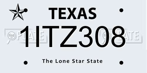 1ITZ308 Texas License Plate