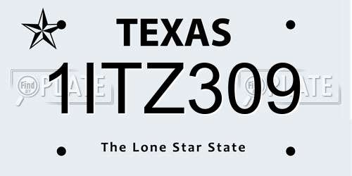1ITZ309 Texas License Plate